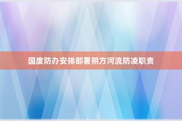 国度防办安排部署朔方河流防凌职责